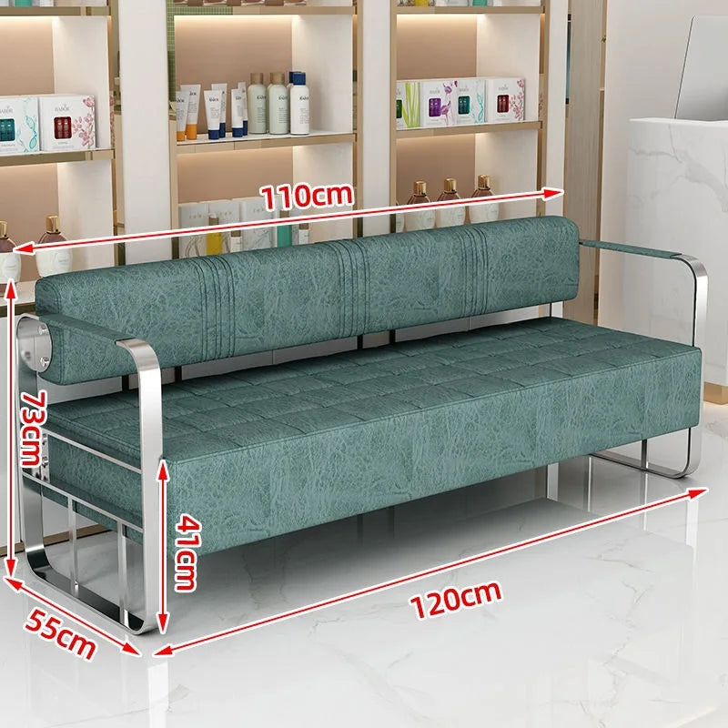Famous Hair Salon Area Bench Hair Salon Waiting Light Luxury Stainless Steel Bar Sofa