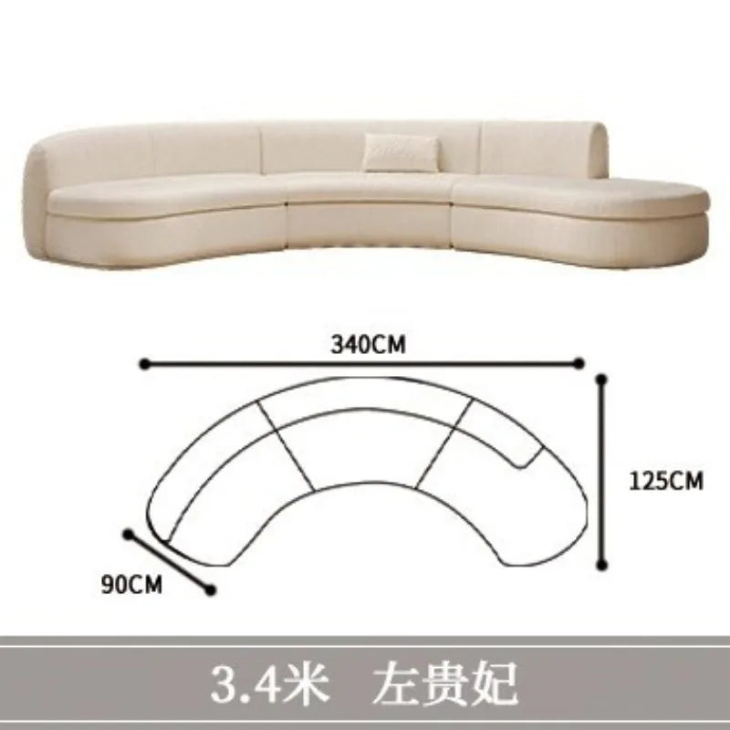 Curved sofa living room, light luxury, modern Internet celebrity hotel, beauty salon, lobby lounge area, reception of guests