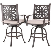 Sophia & William Cast Aluminum Patio Bar Chairs Set of 2, Bar Height Swivel Outdoor Bar Stools Chairs, Counter Height Outdoor Ba