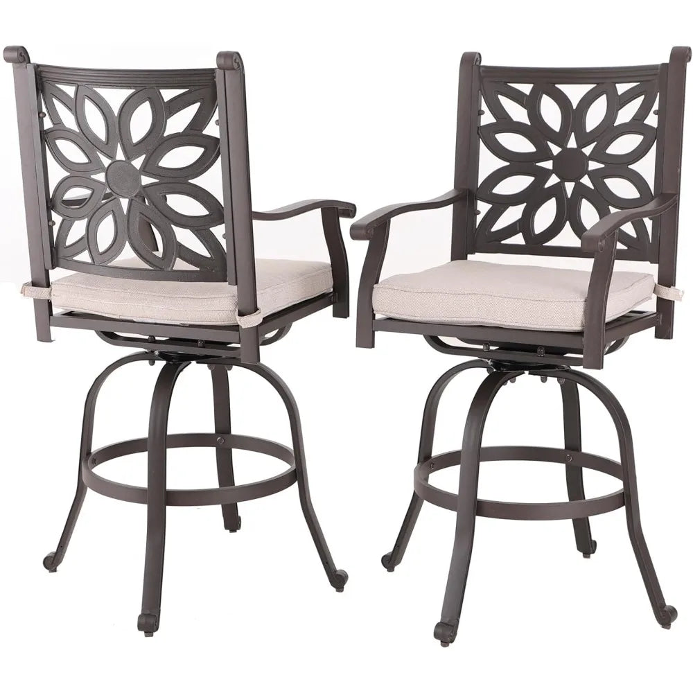 Sophia & William Cast Aluminum Patio Bar Chairs Set of 2, Bar Height Swivel Outdoor Bar Stools Chairs, Counter Height Outdoor Ba