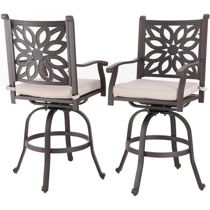 Sophia & William Cast Aluminum Patio Bar Chairs Set of 2, Bar Height Swivel Outdoor Bar Stools Chairs, Counter Height Outdoor Ba