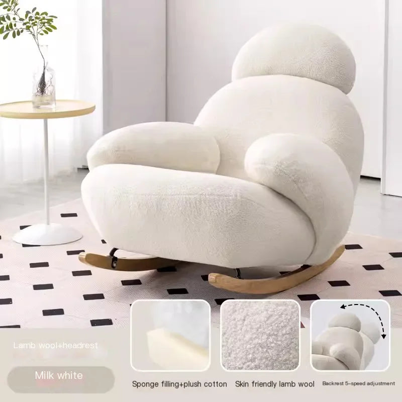 Nordic Modern Luxury Living Room Chairs Sofa  Rocking  Lounge Single Lazy Reclining Adult Bedroom Relax Magical Furniture
