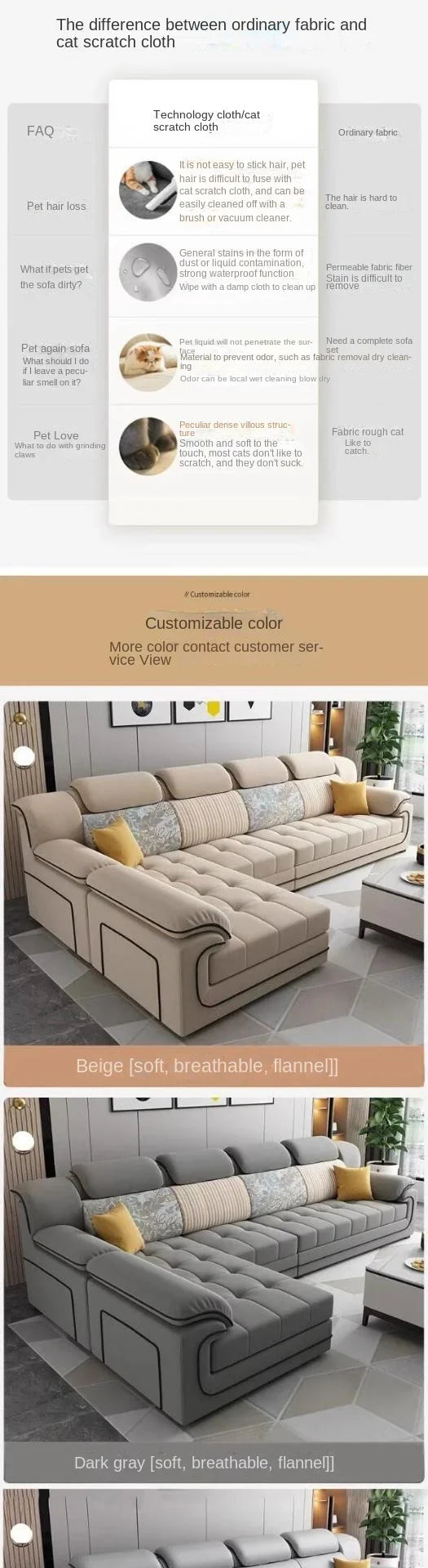 Designer Beige European Sofas Waterproof Design Luxury Modular Lazy Sofas Lounges Salon Lazy Divano Letto Living Room Furniture