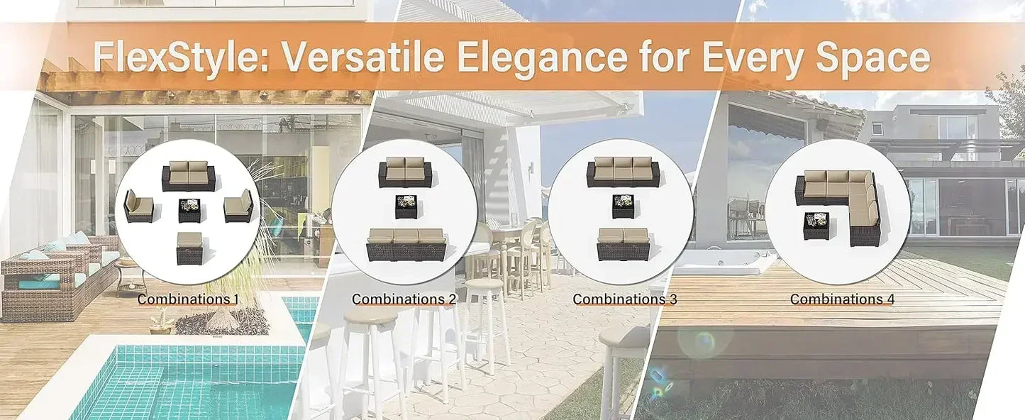 YND6-WQQkulavik 6PCs outdoor furniture set PE Wicker rattan sectional sofa patio conversation sets. navy blue