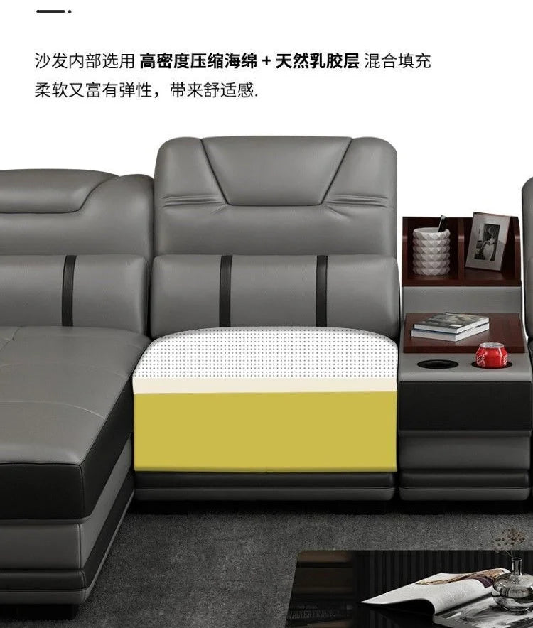 Genuine Leather Luxury Sofas Italian Minimalist Living Room Apartment Sofas Comfortable Straight Chaises De Salon Furnitures