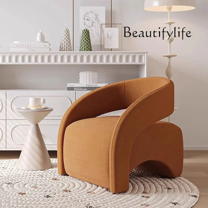 A Nordic Light Luxury Curved Balcony Chair Design Sense Living Room Lazy Single Sofa Leisure Chair