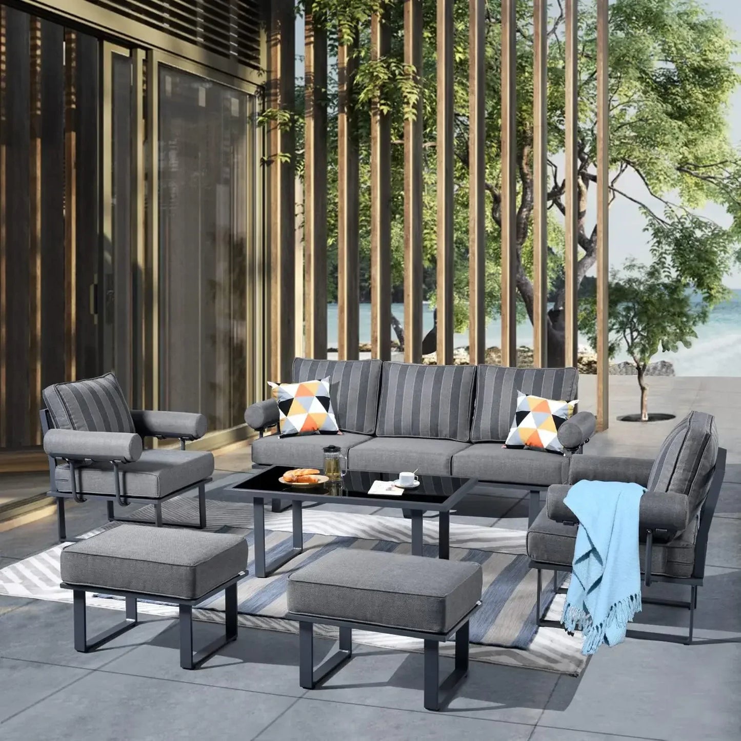 # Hot Aluminum Patio Conversation Set Of 6 Pieces Weather Resistant Outdoor Furniture Sofa Set With Armrest Cushion,Armchairs,Ot
