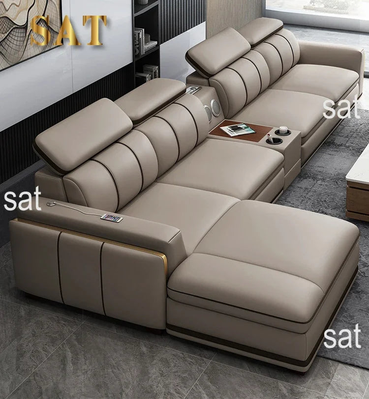 For Nordic 1 2 3  L Shape Luxury Leather Living Room Furniture Sectional Sofa Couch
