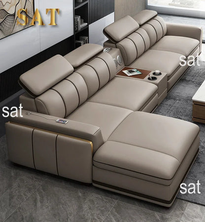 For Nordic 1 2 3  L Shape Luxury Leather Living Room Furniture Sectional Sofa Couch
