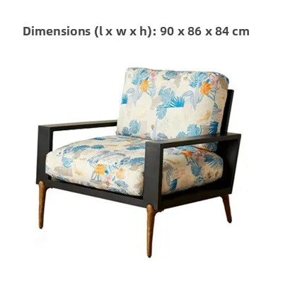 French retro solid wood sofa antique designer single living room study chair