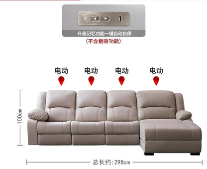 Hot Sale Modern Italian Single Electric Sofa Genuine Leather Multi-Functional Recliner with Metal Corner Combination