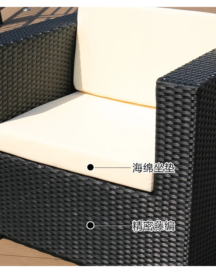 Outdoor Coffee Table Garden Sofas Combination Leisure Nordic Lawn Garden Sofas Simple Pe Rattan Furniture Sofá Jardín MHHYSF