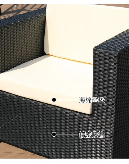 Outdoor Coffee Table Garden Sofas Combination Leisure Nordic Lawn Garden Sofas Simple Pe Rattan Furniture Sofá Jardín MHHYSF