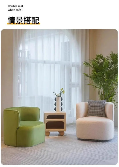 Nordic Light Luxury Cream Style Single Lambswool Couch Home Living Room Bedroom Couch Designer Chair