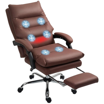 Microfibre Executive Massage Office Chair, Computer Desk Chair, Heated Reclining Chair with Footrest, Customized