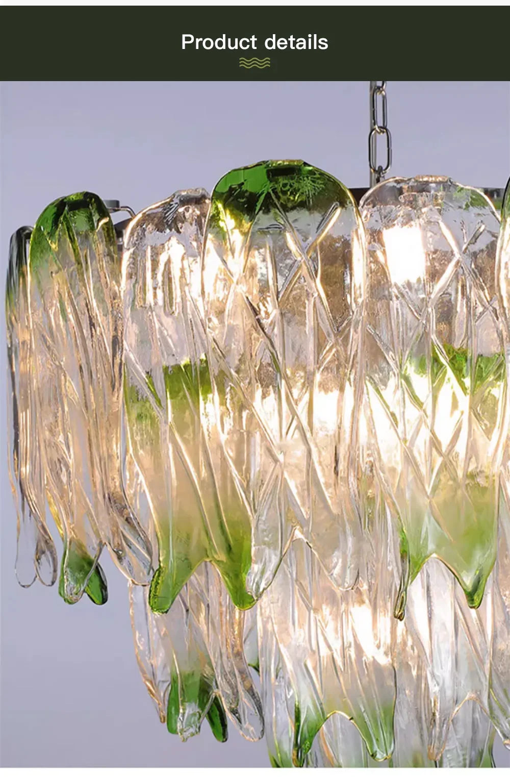 French Romantic Lustre Luxury Chandeliers Antique Designer Gradient Green glass LED Main lamps For Living Room