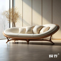 Washable White Nordic Sofa Wood Adults Reclining Lounge Double Chaise Couch Living Room Bedroom Lazy Divano Letto Furniture