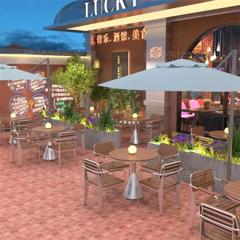 Leisure Sun-Proof Outdoor Bistro Set Small Round Table for Restaurant Music Bar and Patio Lounge Dining