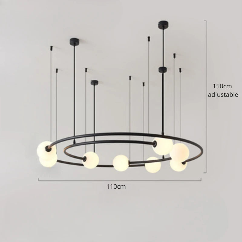 NEW 2025 Nordic Modern Creative Ring Pendant Chandelirer for Living Room Planet Round Hanging Lamp Glass Lampshade Decoration Li