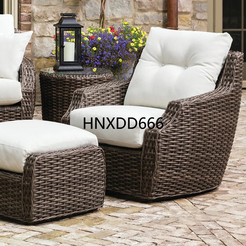 Outdoor sofa combination balcony rattan leisure chair swivel chair