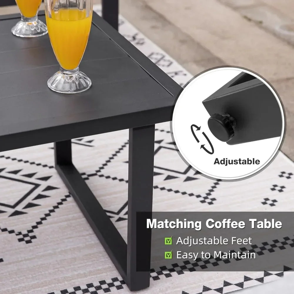 jz New Patio Furniture Set, 4 Pieces Outdoor  with Removeble, Washable and High-Resiliency Sponge Cushions