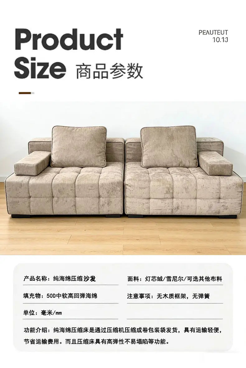 Vacuum Compressed Sofa Living Room Decoration Armchairs Fabric Sponge Sofa Lazy Modern Lounge Boneless Couch Hotel Furniture