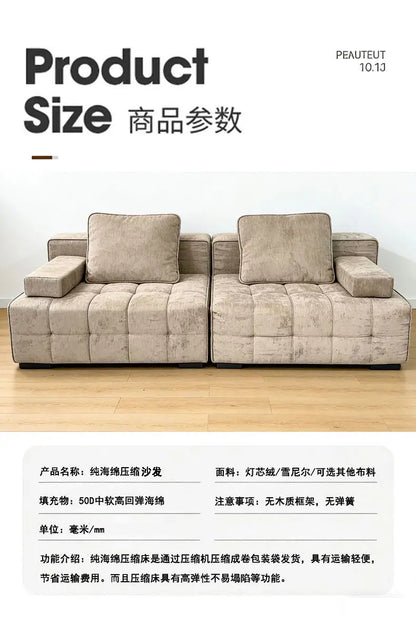 Vacuum Compressed Sofa Living Room Decoration Armchairs Fabric Sponge Sofa Lazy Modern Lounge Boneless Couch Hotel Furniture