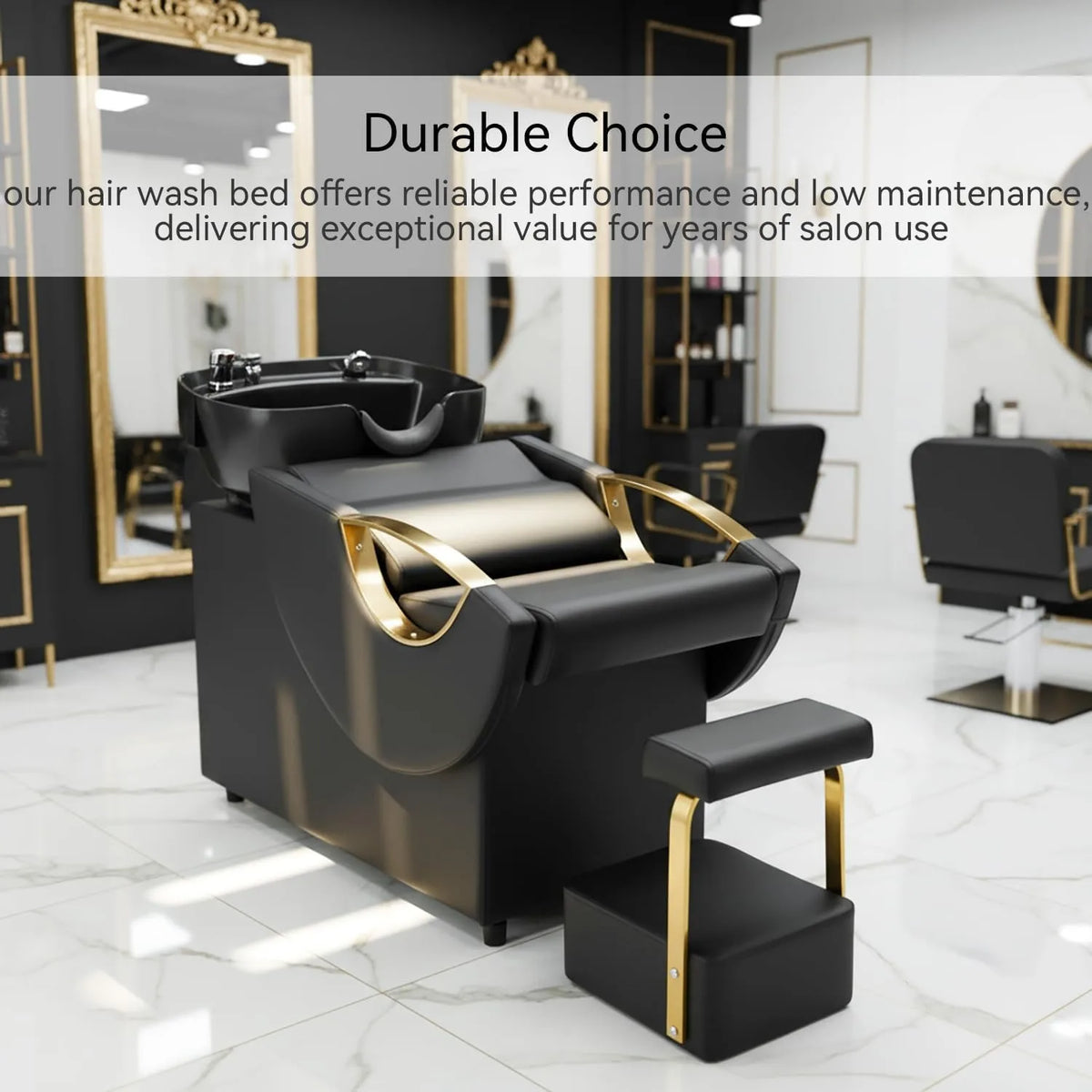 Shampoo Bowl and Chair Set, Luxury Salon Sinks Hair Washing Station for Hair Stylist, Shampoo Barber Backwash Chair for Home Spa