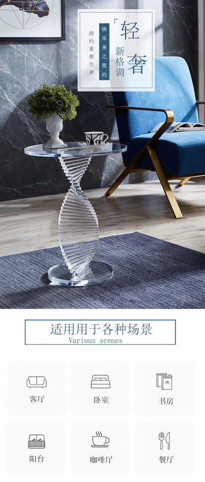 xzzSimple modern style small round table Nordic light luxury transparent corner few acrylic sofa side table