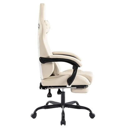 Adjustable Racing Ergonomic Gaming Computer Chair With Footrest & Massage Lumbar Cushion, Custom