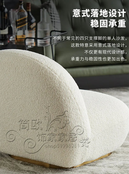 Q4  Light Luxury Velvet Curved Sofa Beauty Salon Clothing Store Moon-Shaped Sofa