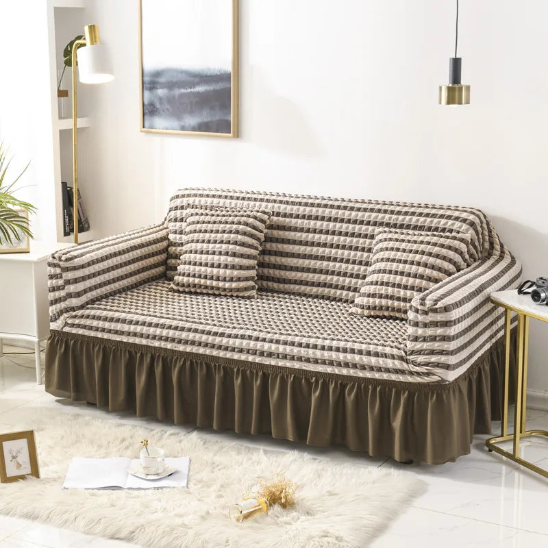 Fabric Skirt 2/3 Seater Sofa Cover 140-230cm Full Package Single Universal Elastic Sofa Slipcovers American Rustic Four Seasons