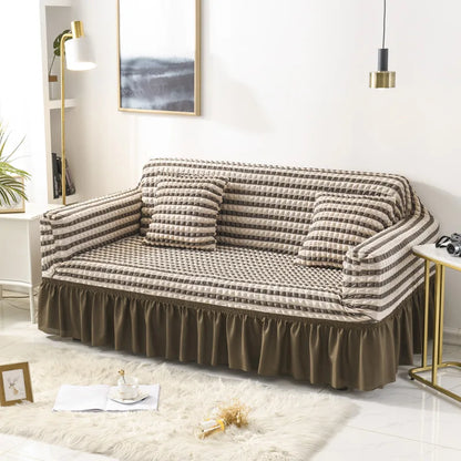 Fabric Skirt 2/3 Seater Sofa Cover 140-230cm Full Package Single Universal Elastic Sofa Slipcovers American Rustic Four Seasons