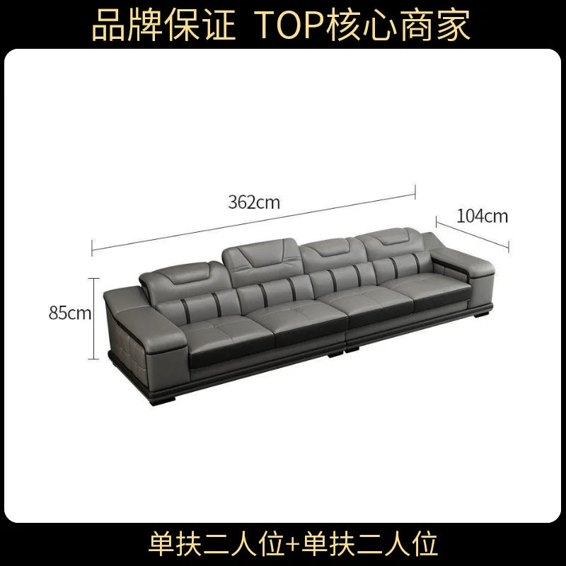 Genuine Leather Luxury Sofas Italian Minimalist Living Room Apartment Sofas Comfortable Straight Chaises De Salon Furnitures