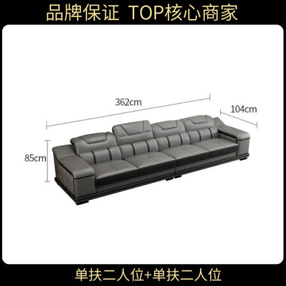 Genuine Leather Luxury Sofas Italian Minimalist Living Room Apartment Sofas Comfortable Straight Chaises De Salon Furnitures