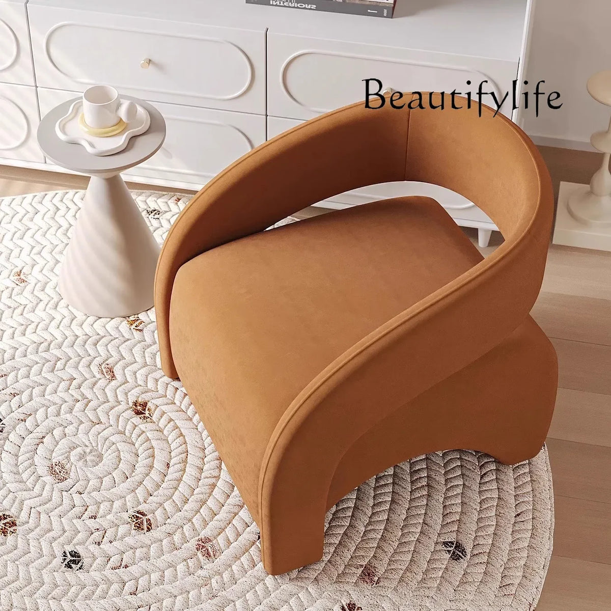 A Nordic Light Luxury Curved Balcony Chair Design Sense Living Room Lazy Single Sofa Leisure Chair