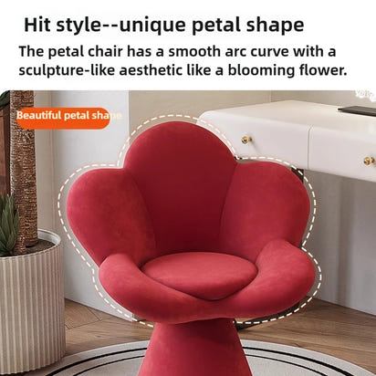 Creative Petals Vanity Stool Creamy Makeup Chair for Girl Modern Nail Salon Seat with Backrest Girly Aesthetic Bedroom Furniture