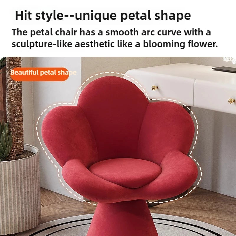 Creative Petals Vanity Stool Creamy Makeup Chair for Girl Modern Nail Salon Seat with Backrest Girly Aesthetic Bedroom Furniture