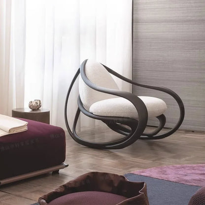 moving rocking chair solid wood balcony home living room leisure nappa leather sofa chair
