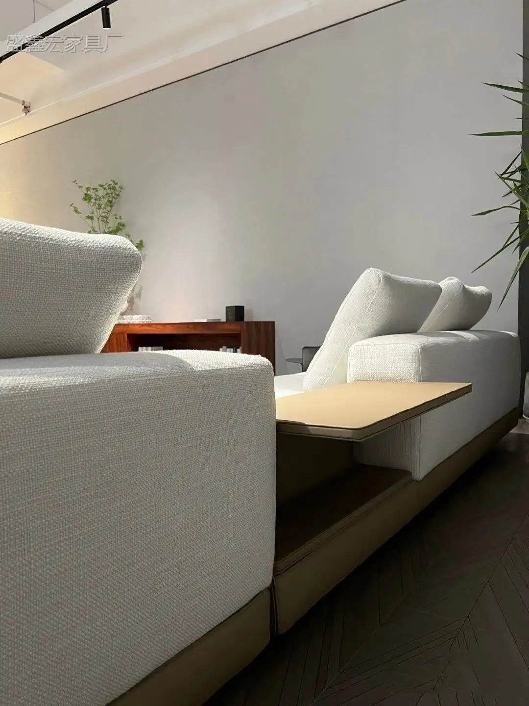 Modern simple straight corner cotton and linen round concubine modern living room sofa