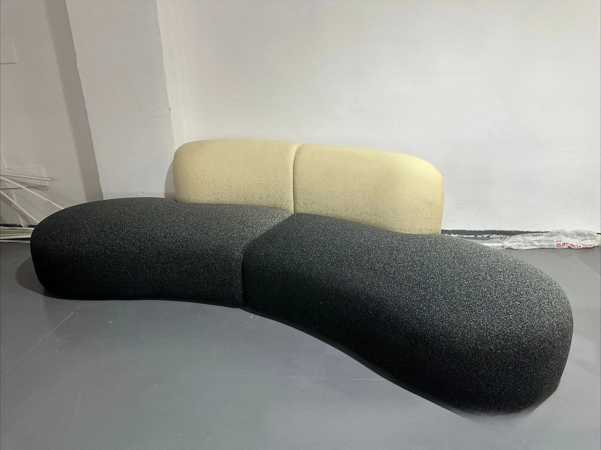 Italian minimalist sofa small apartment light luxury curved sofa moon arc cashew cream style fabric