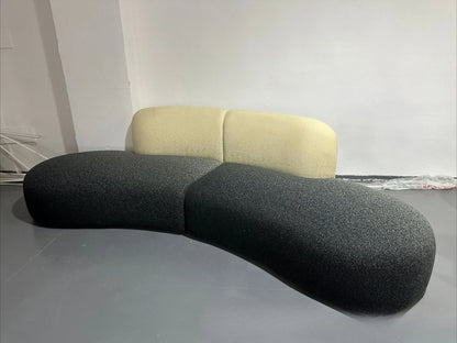 Italian minimalist sofa small apartment light luxury curved sofa moon arc cashew cream style fabric