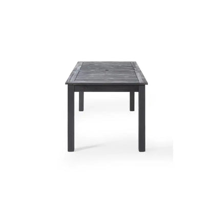 Expandable 7-Piece Outdoor Acacia Wood Dining Set in Sandblasted Dark and Light Gray