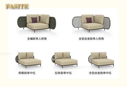 Outdoor sofa combination outdoor courtyard open-air villa living room hotel famous club rattan sofa