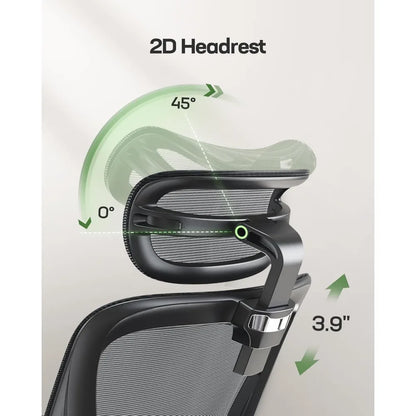 Ergonomic Office Gaming Chair with Adjustable Lumbar Support, Breathable Mesh Seat & Rocking Function - Black
