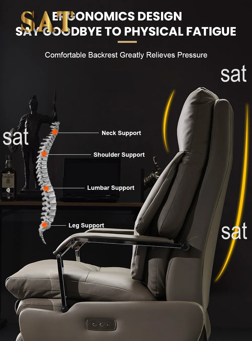 Electric massage boss chair, computer chair, comfortable sitting, office chair, backrest, reclining sofa chair