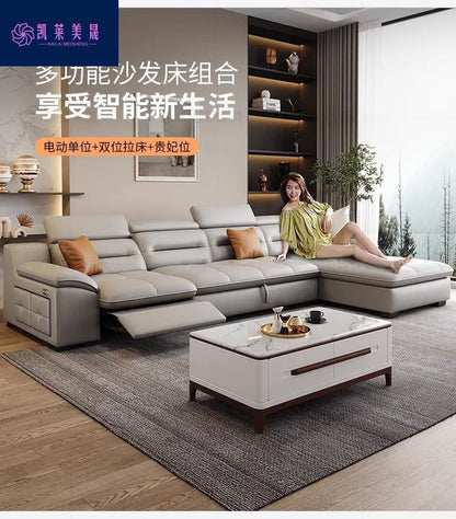 Multi-purpose leather high-end home living room electric light luxury sofa modern minimalist sofa