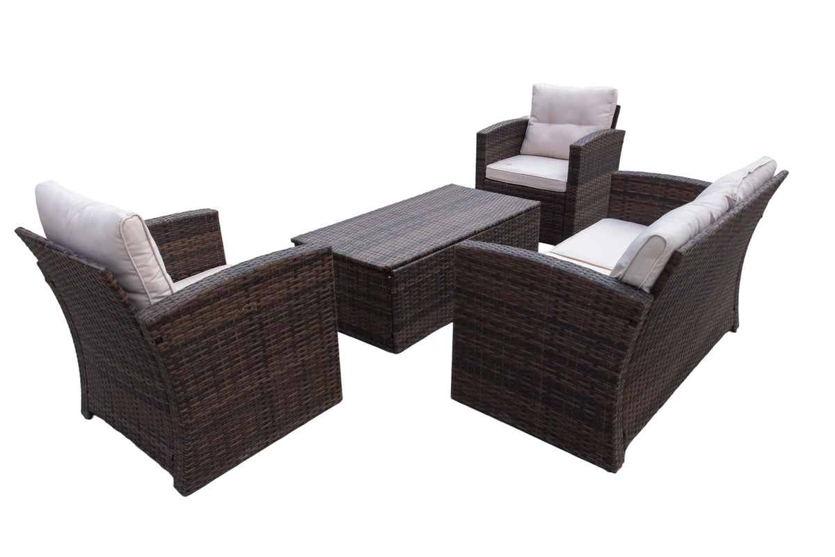 Modern Outdoor Rattan Sofa Set for Patio Balcony Living Room or Courtyard-Woven Wicker Chair Combination for Park Leisure
