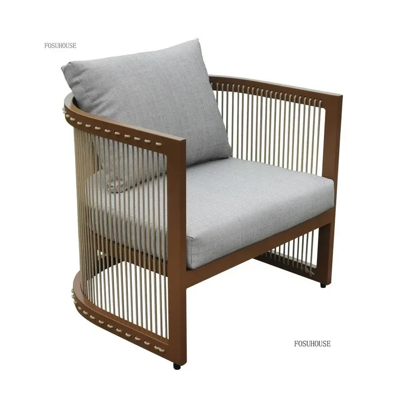 Outdoor Aluminum Alloy Garden Sofas Courtyard Open-air Leisure Sofa Chair Hotel Leisure Dining Chair Waterproof Single Chairs HH