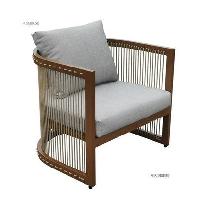 Outdoor Aluminum Alloy Garden Sofas Courtyard Open-air Leisure Sofa Chair Hotel Leisure Dining Chair Waterproof Single Chairs HH